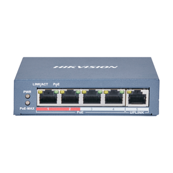 Switch 4 x RJ45 10/100 Mbps PoE, 1 x RJ45 10/100 Mbps, Unmanaged - HIKVISION