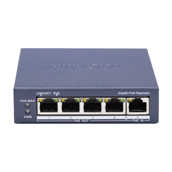 Switch-repeater Gigabit 4 x RJ45 PoE Out af/at, 1 x RJ45 PoE In af/at/bt, Management - HIKVISION