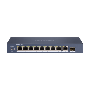 Switch 8 porturi Hi-PoE, 1 x RJ45 Gigabit Uplink, 1 x SFP Gigabit - HIKVISION