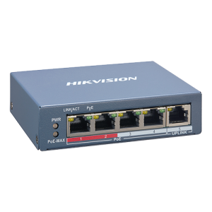 Switch 4 porturi PoE, 1 port uplink RJ45, SMART Management - HIKVISION