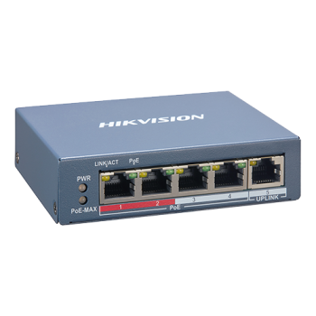 Switch 4 porturi PoE, 1 port uplink RJ45, SMART Management - HIKVISION