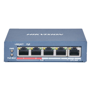 Switch 4 porturi 100 Mb PoE, 1 port uplink RJ45 100 Mb, SMART Management - HIKVISION