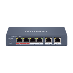 Switch 4 x RJ45 100 Mbps PoE at/af/bt, 2 x RJ45 100 Mbps Uplink, Management - HIKVISION