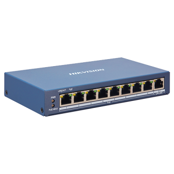 Switch 8 porturi PoE, 1 port uplink RJ45, SMART Management - HIKVISION