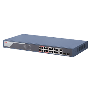 Switch 16 porturi PoE 100Mbps, 2 port uplink Gigabit, SMART Management - HIKVISION