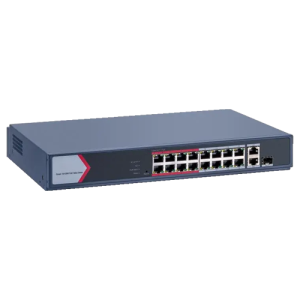 Switch 16 porturi PoE 100Mbps, 1 port Gigabit combo, 1 Gigabit RJ45, SMART Management - HIKVISION
