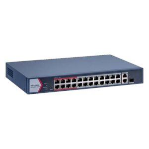Switch 24 porturi PoE 100Mbps, 1 x Gigabit RJ45, 1 x Gigabit combo, Management - HIKVISION