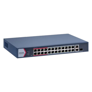 Switch 24 porturi PoE 100Mbps, 1 x Gigabit RJ45, 1 x Gigabit combo, Management - HIKVISION