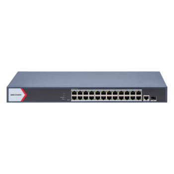 Switch 24 porturi PoE Gigabit, 1 porturi RJ45 Gigabit, 1 port SFP Gigabit, Smart Management - HIKVISION Switch 24 porturi PoE Gigabit, 1 porturi RJ45 Gigabit, 1 port SFP Gigabit, Smart Management - HIKVISION