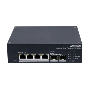 Switch industrial 4 x 1G PoE, 2 x SFP 1G, RS485, Alimentare prin panou solar, Management - HIKVISION