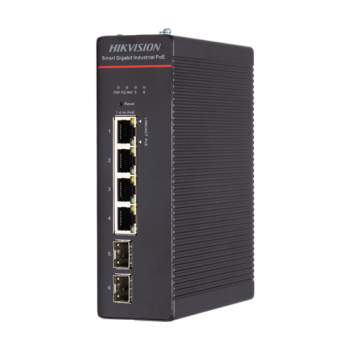 Switch industrial 4 x 1G PoE 802.3bt, 2 x SFP 1G, fara sursa, Management - HIKVISION