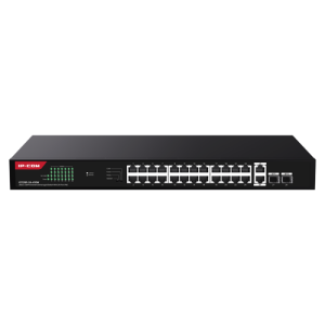 Switch 24 porturi Gigabit PoE, 2 x RJ45 Uplink Gigabit, 2 x SFP Gigabit, 1U - IP-COM