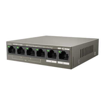 Switch 4 porturi Gigabit PoE+, 2 porturi RJ45 Gigabit, 58W, Management - IP-COM Switch 4 porturi Gigabit PoE+, 2 porturi RJ45 Gigabit, 58W, Management - IP-COM