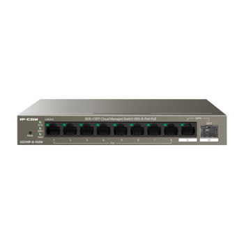 Switch 8 porturi PoE Gigabit, uplink 1 x RJ45 + 1 x SFP Gigabit, 92W, Cloud Management - IP-COM