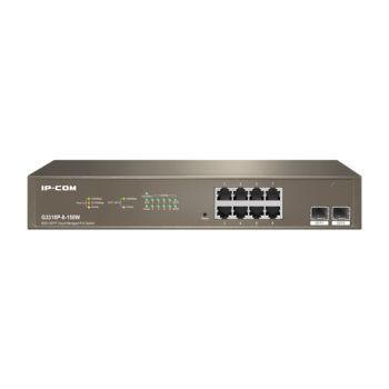Switch 8 porturi PoE Gigabit, uplink 2 porturi SFP Gigabit, 130W, Cloud Management - IP-COM