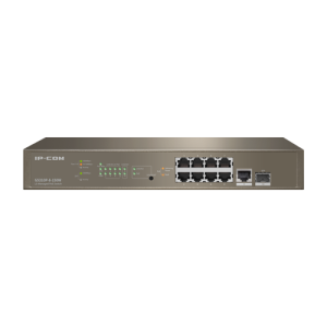 Switch 8 porturi PoE Gigabit, 1 port RJ45 Gigabit, 1 port SFP Gigabit, 1U, L3 Management - IP-COM