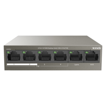Switch 4 porturi PoE, 2 porturi uplink RJ45 10/100Mbps - TENDA Switch 4 porturi PoE, 2 porturi uplink RJ45 10/100Mbps - TENDA