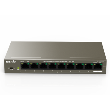 Switch 8 porturi PoE, 1 port uplink RJ45, 10/100Mbps - TENDA