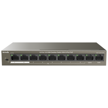 Switch 8 porturi 10/100Mbps PoE, 2 porturi Uplink 10/100Mbps - Tenda