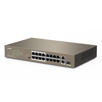 Switch 16 porturi PoE 10/100 Mbps, 2 port RJ45 Gigabit, 1 port SFP Gigabit - TENDA Switch 16 porturi PoE 10/100 Mbps, 2 port RJ45 Gigabit, 1 port SFP Gigabit - TENDA