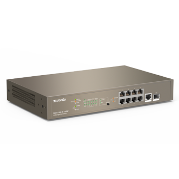 Switch 8 porturi PoE Gigabit, 1 port consola, 1 port SFP Gigabit, management - TENDA