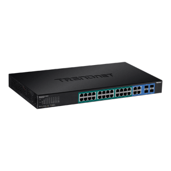 Switch 28 porturi Gigabit Web Smart, 24 x PoE+, 4 x Gigabit/SFP - TRENDnet