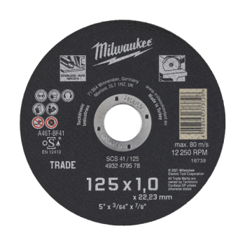 Disc abraziv pentru debitarea metalului, 125x1mm - Milwaukee