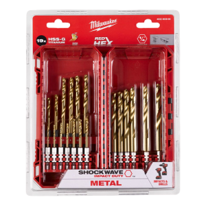 Trusa cu 19 burghie de metal SHOCKWAVE HSS-Ground Titan, ?2-10mm, prindere 1/4`` Hex - Milwaukee