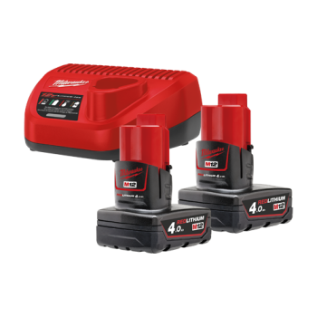 Kit de 2 acumulatori M12B4 si 1 incarcator C12 C, 12V - Milwaukee Kit de 2 acumulatori M12B4 si 1 incarcator C12 C, 12V - Milwaukee