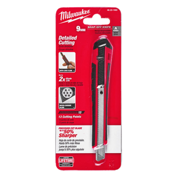 Cutter cu lama segmentata de 9mm, tip Snap Knives, sistem de autoblocare - Milwaukee Cutter cu lama segmentata de 9mm, tip Snap Knives, sistem de autoblocare - Milwaukee