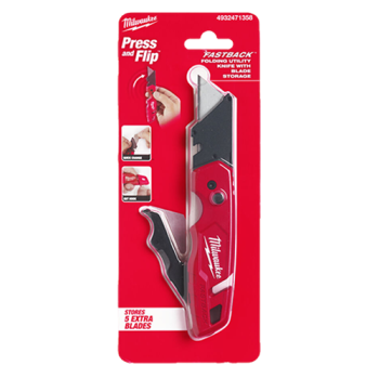 Cutit utilitar pliabil FASTBACK, tip flip, depozitare lame, dezizolator de sarma - Milwaukee Cutit utilitar pliabil FASTBACK, tip flip, depozitare lame, dezizolator de sarma - Milwaukee
