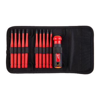 Set profesional de surubelnite izolate 10-in-1, biti gravati, tija subtire, 1000V - Milwaukee