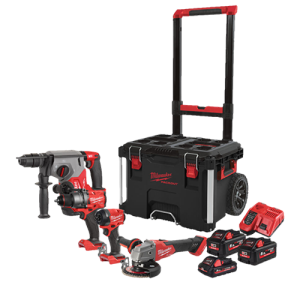 Kit profesional M18, 4 scule, 3 acumulatori M18, 1 incarcator M12-M18FC si 1 cutie depozitare - Milwaukee