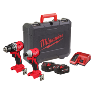 Kit profesional M18, 2 scule cu motor fara perii, 2 acumulatori M18B4, 1 incarcator M12-M18C si 1 kitbox - Milwaukee