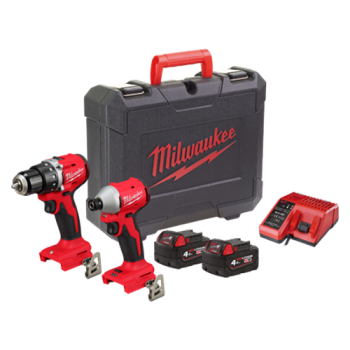 Kit profesional M18, 2 scule cu motor fara perii, 2 acumulatori M18B4, 1 incarcator M12-M18C si 1 kitbox - Milwaukee Kit profesional M18, 2 scule cu motor fara perii, 2 acumulatori M18B4, 1 incarcator M12-M18C si 1 kitbox - Milwaukee