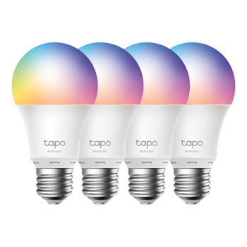 Set 4 becuri smart Wi-Fi, RGB, intensitate ajustabila, 2700-6500K, 806 lm, E27 - TP-Link Tapo