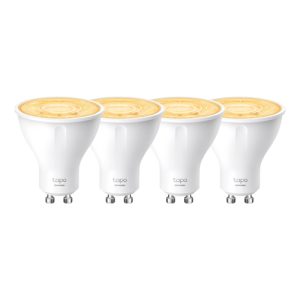 Set 4 becuri smart Wi-Fi, lumina calda 2700K ajustabila, 350 lm, GU10 - TP-Link Tapo
