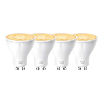 Set 4 becuri smart Wi-Fi, lumina calda 2700K ajustabila, 350 lm, GU10 - TP-Link Tapo