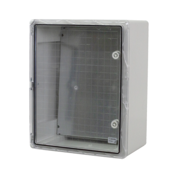 Cutie distributie IP65 din ABS gri, usa transparenta, placa metalica, 400x500x240 mm
