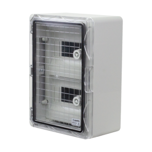 Cutie modulara IP65 din ABS gri, usa transparenta, 2 x 9 module, 250x350x150 mm