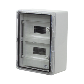 Cutie modulara IP65 din ABS gri, usa transparenta, 2 x 12 module, 300x400x170 mm