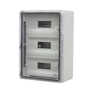 Cutie modulara IP65 din ABS gri, usa transparenta, 3 x 15 module, 350x500x190 mm
