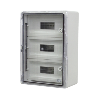 Cutie modulara IP65 din ABS gri, usa transparenta, 3 x 15 module, 350x500x190 mm Cutie modulara IP65 din ABS gri, usa transparenta, 3 x 15 module, 350x500x190 mm