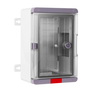 Cutie distributie IP67 din ABS gri, usa transparenta, placa metalica, 300x400x170mm