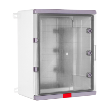 Cutie distributie IP67 din ABS gri, usa transparenta, placa metalica, 400x500x240 mm